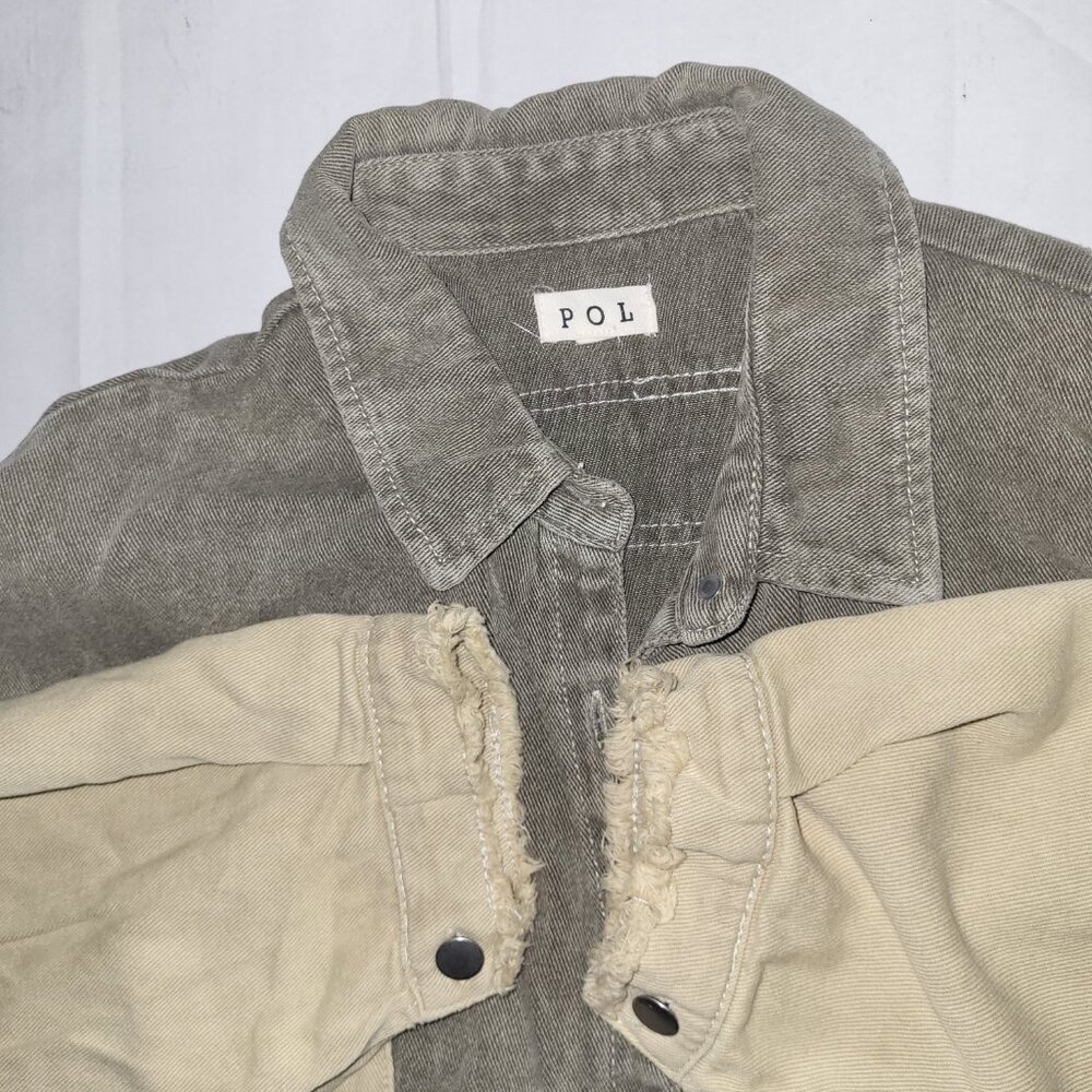 POL Oversized Cotton Patchwork Button Down Shacke… - image 3